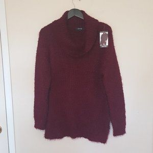 NWT Kenneth Cole fuzzy burgundy  cowl neck oversize sweater